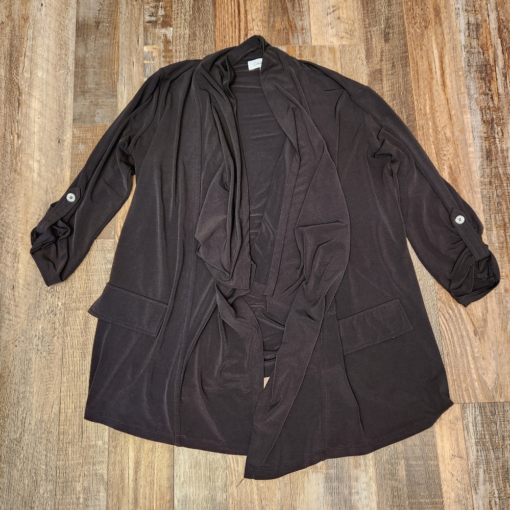 Calvin Klein Black Draped Open-Front Cardigan